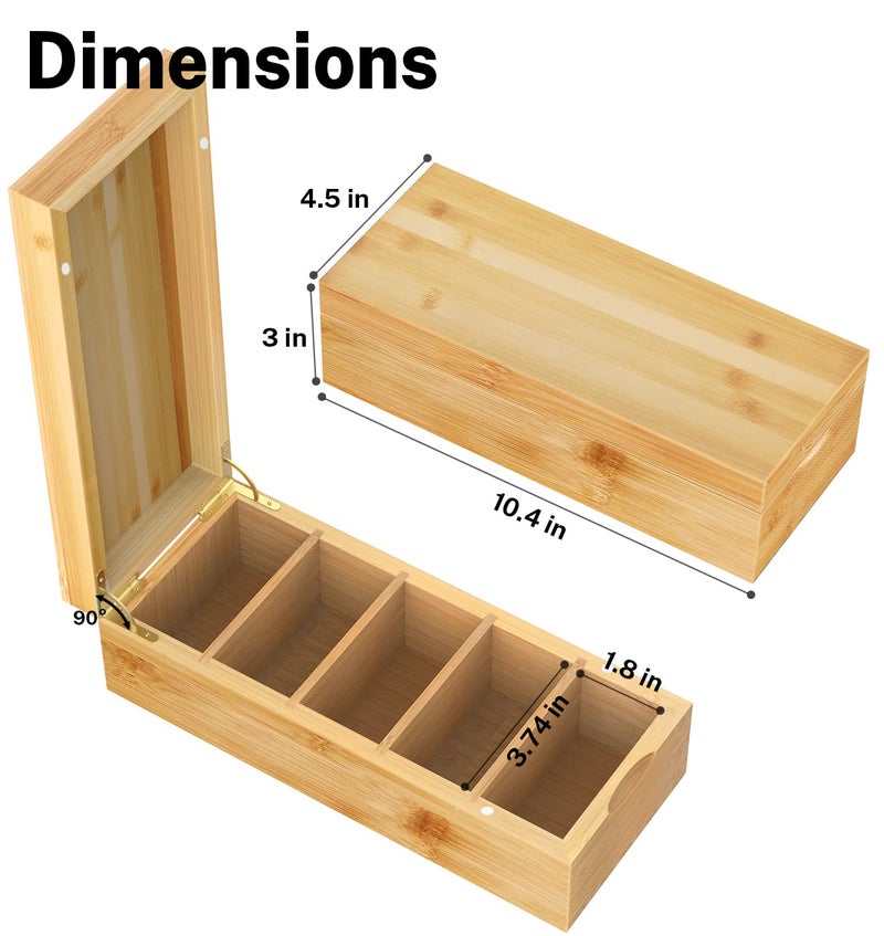 Neando Bamboo Business Card Organizer for 2x3.5 Cards â€“ 600-Card Capacity Wooden Holder with Lid, 4 Compartments, Includes 20 Thick Index Cards â€“ Natural Mini Card Filing Box - Image 4