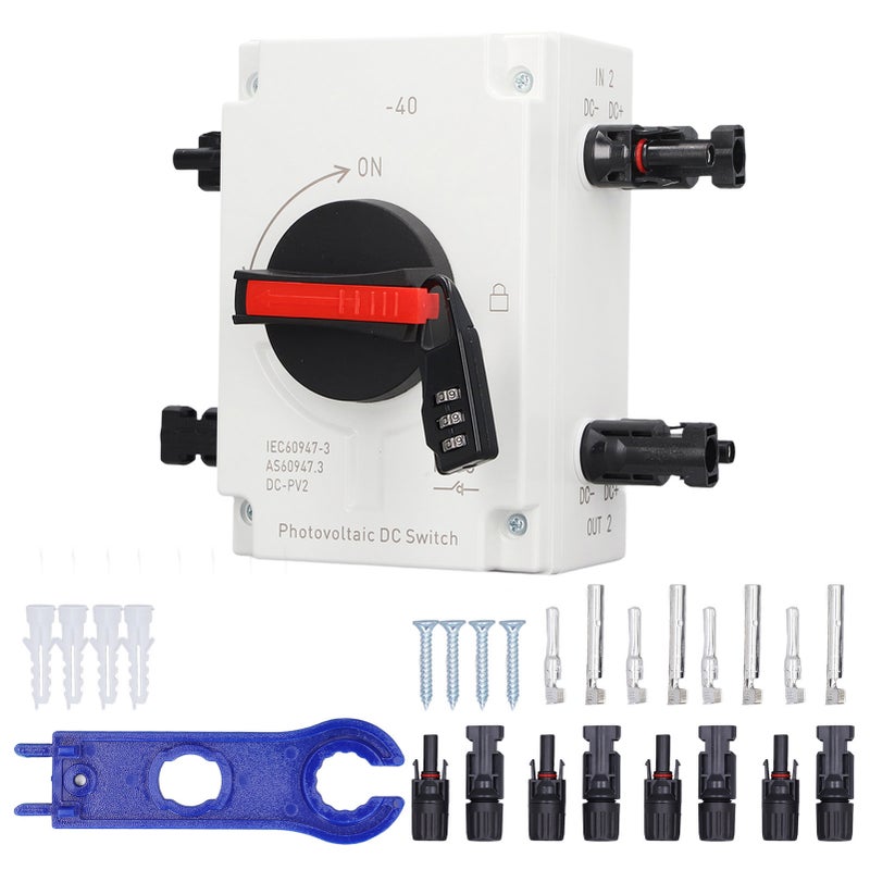 DC1200V 32A 4P PV DC Isolation Switch 2 in 2 Out IP66 Waterproof Solar Sink Load Switching Transfer Switch - Image 1