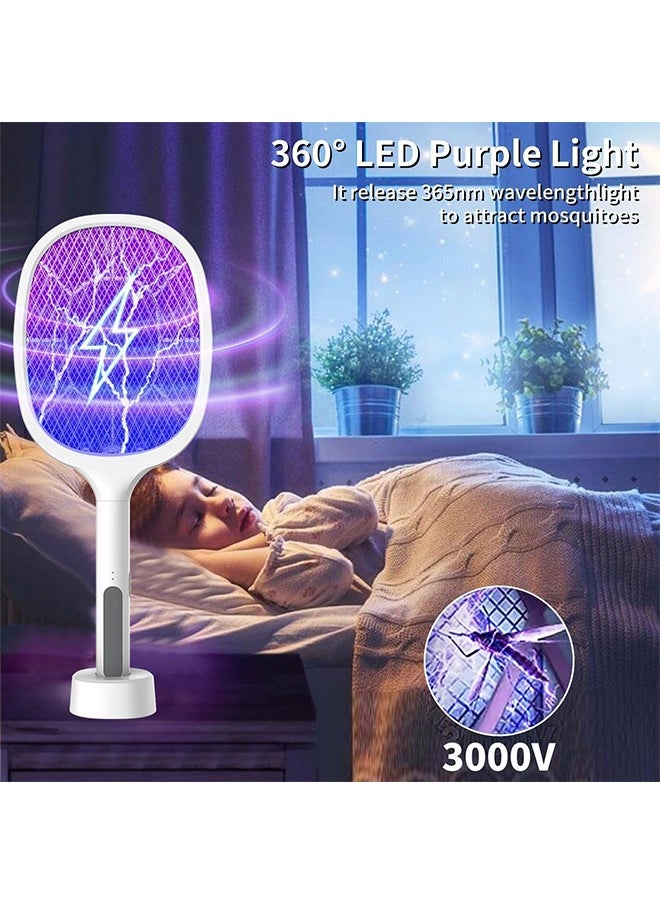 Yoawllty Bug Zapper, Mosquito Swatter, Fly Swatter, Mosquito Killer, 2 in 1 Dual Modes 3000V Electric Bug Zapper with USB Rechargeable Base and 3 Layer Safety Mesh  - Image 5