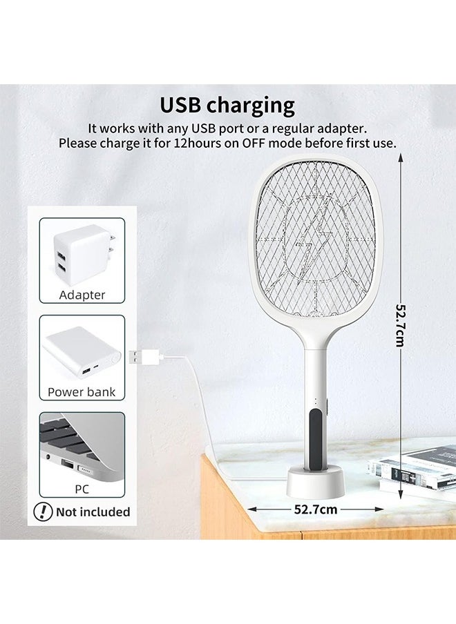 Yoawllty Bug Zapper, Mosquito Swatter, Fly Swatter, Mosquito Killer, 2 in 1 Dual Modes 3000V Electric Bug Zapper with USB Rechargeable Base and 3 Layer Safety Mesh  - Image 2