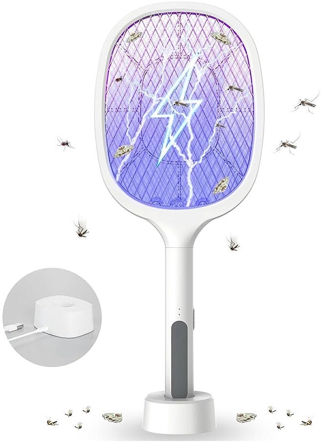 Yoawllty Bug Zapper, Mosquito Swatter, Fly Swatter, Mosquito Killer, 2 in 1 Dual Modes 3000V Electric Bug Zapper with USB Rechargeable Base and 3 Layer Safety Mesh  - Image 1