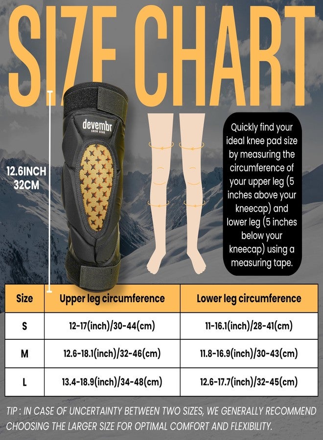 devembr Knee Pads Snowboarding for Women, Men - Impact Absorption Cushion Protection, Cold Resistance for Skate Ski - M - Image 2