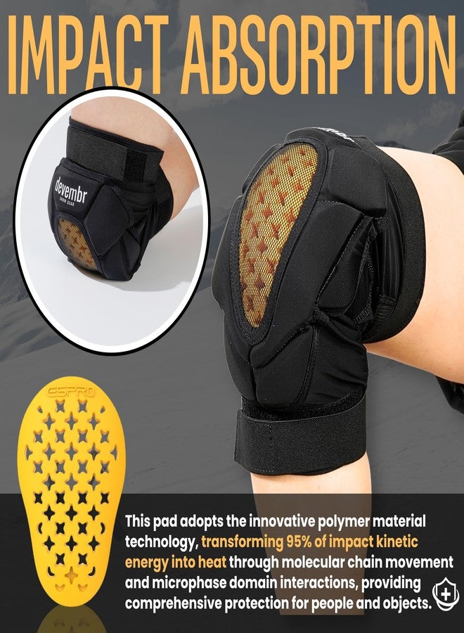 devembr Knee Pads Snowboarding for Women, Men - Impact Absorption Cushion Protection, Cold Resistance for Skate Ski - M - Image 4