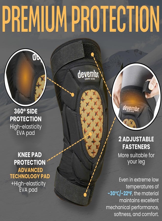 devembr Knee Pads Snowboarding for Women, Men - Impact Absorption Cushion Protection, Cold Resistance for Skate Ski - M - Image 3