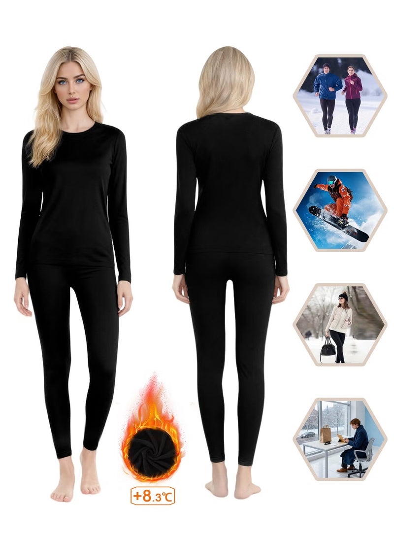 يا إلهي طقم ملابس داخلية حرارية للنساء ، بيجامة بطبقة أساسية مبطنة بالصوف للطقس البارد ، ملابس طويلة دافئة للشتاء مع علوي وأسفل ، ملابس حرارية فتل للرطوبة للتزلج/المشي لمسافات طويلة/التخييم - Image 1