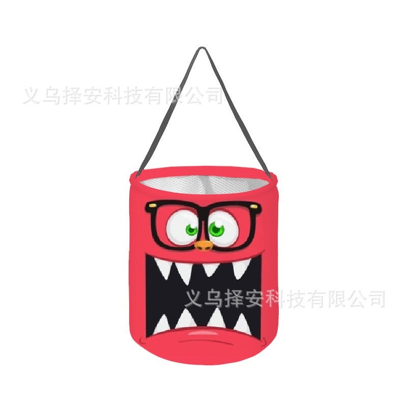 Ze An Halloween Candy Bucket with Pumpkin Ghost Design, LED Light-Up Trick-or-Treat Bag for Children's Day - Image 1