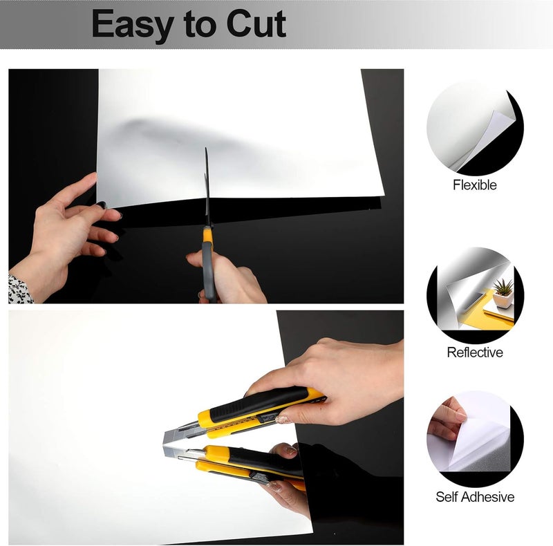 klarako Flexible Mirror Sheets Self Adhesive Non Glass Mirror Tiles Mirror Stickers for Home Wall Decor (30 Pieces, 12 x 12 Inches) - Image 5