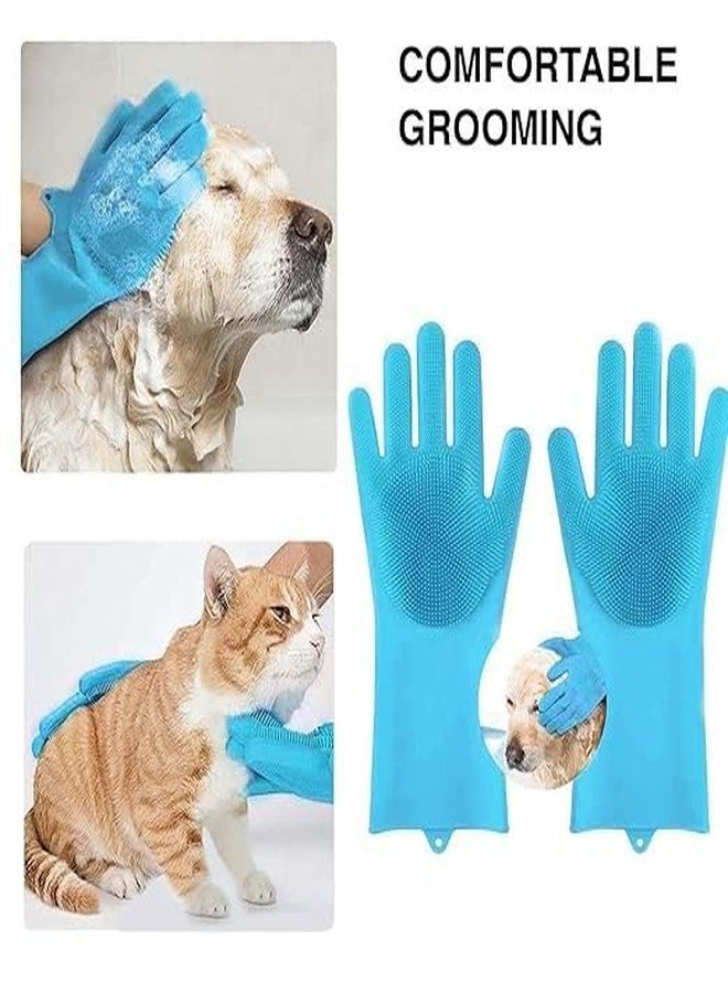 Flipzy Pet Dog Bath Brush Combo with Silicone Gloves | Soft Shampoo Dispenser & Fur Grooming Cleaning Tool - Image 4
