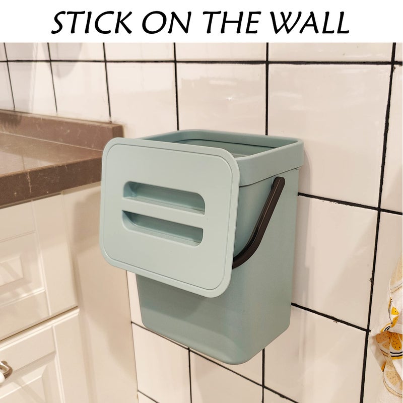 stonespace Compost Bin Indoor Kitchen Sealed, Mountable Compost Bucket, Hanging Food Waste Bin for Kitchen,1.3 Gallon/ 5L Blue - Image 4