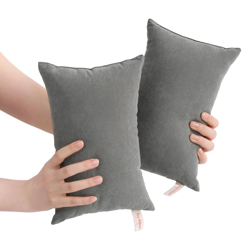 BEDSUM 2 Pack Tiny Pillows 11x7 Microfiber Mini Pillows for Travel Pets Soft and Machine Washable Small Pillows for Neck Wrist and Knee Comfort Dark Grey