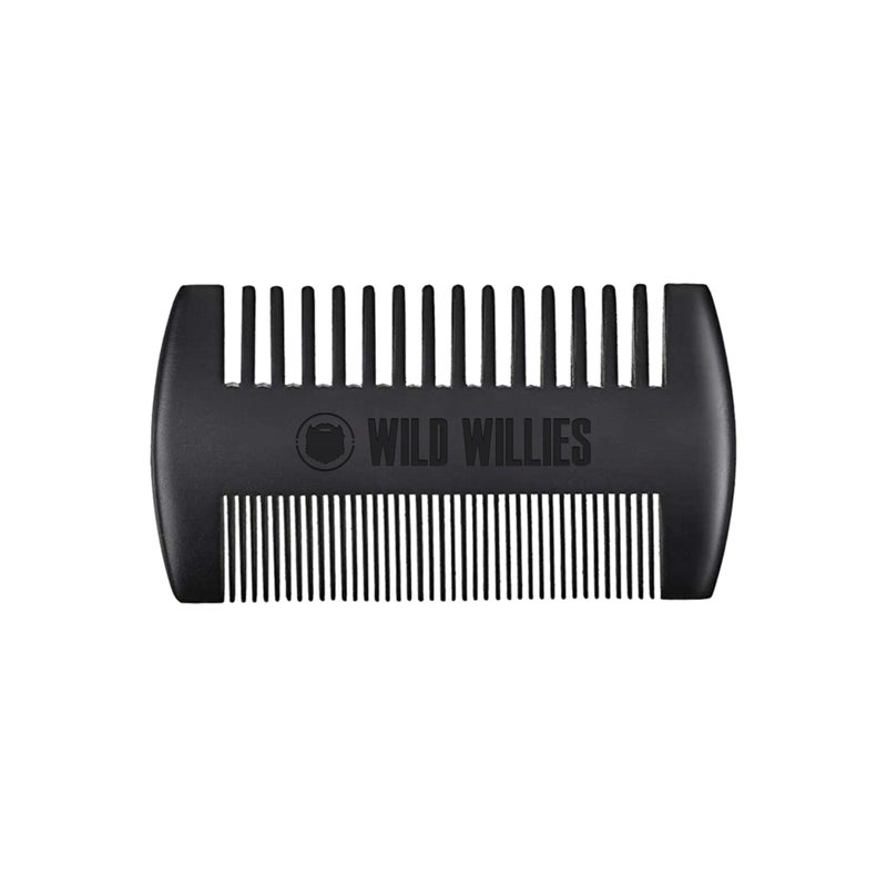 Wild Willies Wood & Composite Beard Combs With Travel Pouch - Dual Action Fine & Coarse Bristles - Premium Grooming Tool for Styling Hair or Beard, All Hair Types - Image 2