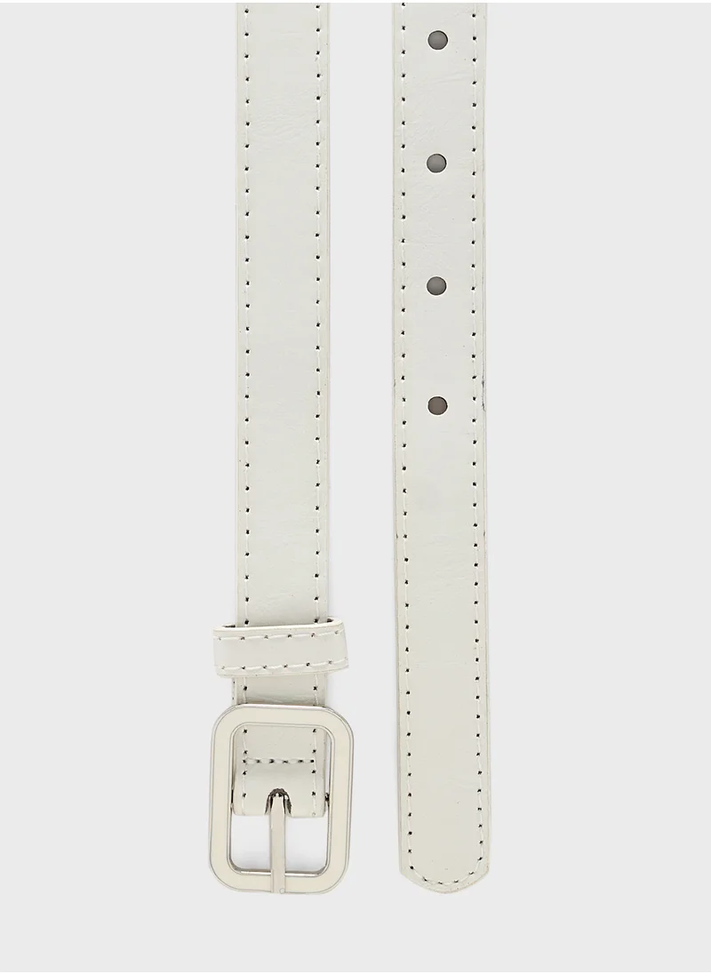 Ginger Enamel Buckle Slim Belt