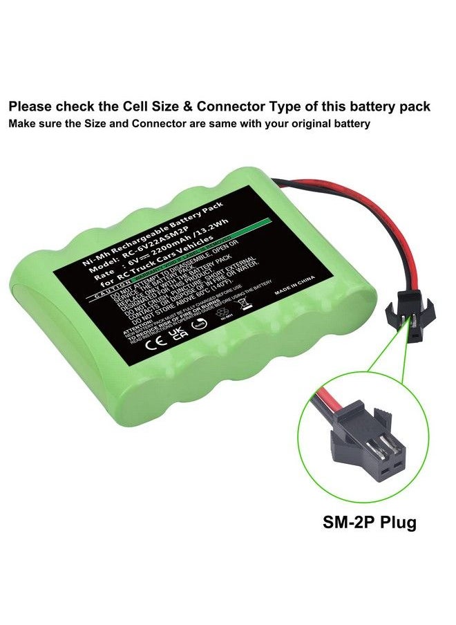 Tectra - 6V 2200Mah Ni Mh 5 Aa Rechargeable Battery Pack With Sm 2P 2 Pin Connector Plug For Rc Truck Cars Vehicles High Capacity Battery Replace The 700Mah 6V Ni Cd Aa Battery With Sm 2P Plug - Image 1