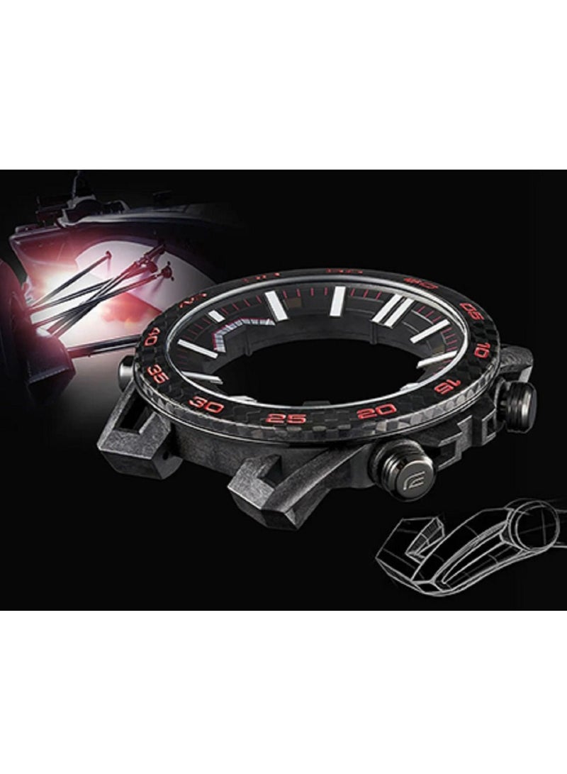 كاسيو ساعة كاسيو للرجال Edifice Suspension وصلة هاتف ذكي تعمل بالطاقة الشمسية مينا أسود بسوار راتنج حافظة كربون ECB-2000PB-1ADF - Image 3