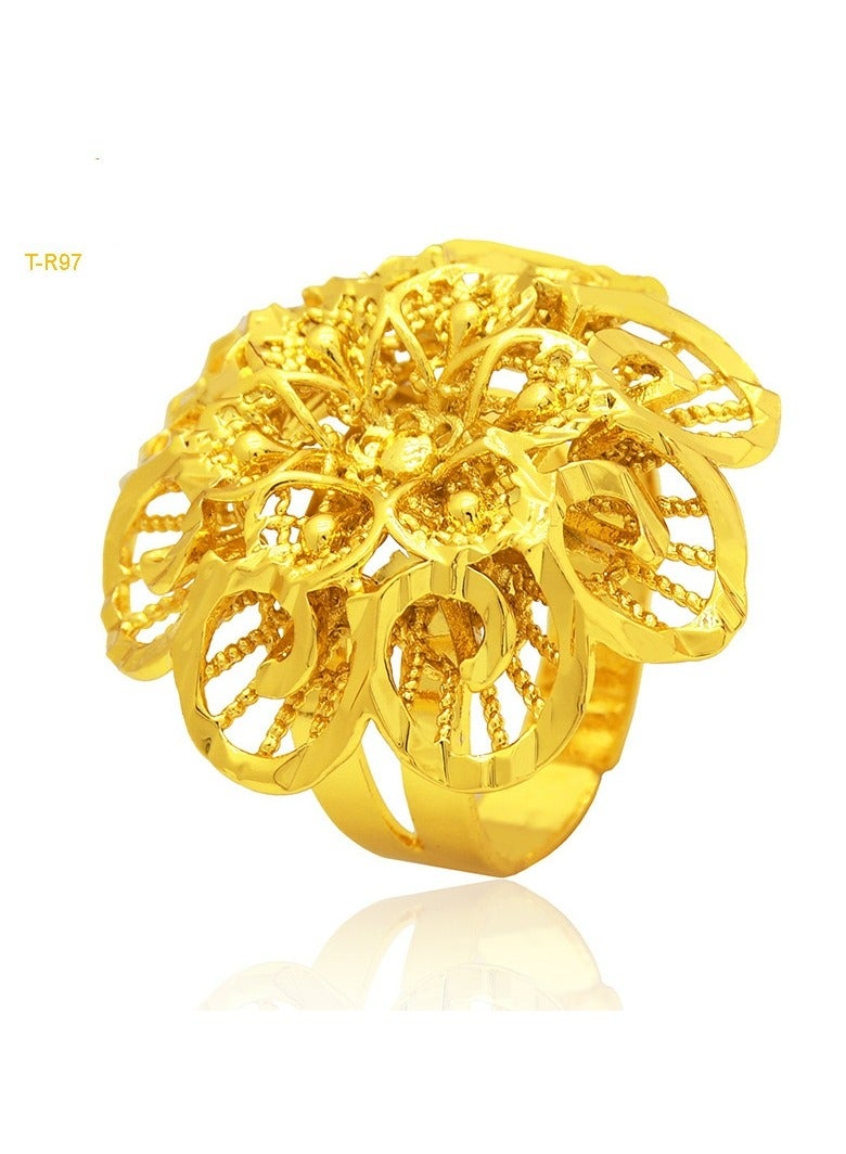 Women Gold Ring, Woman Jewelry, Wealthy Wedding Accessories, Flower Rings Ladies, Fashion Jewellery