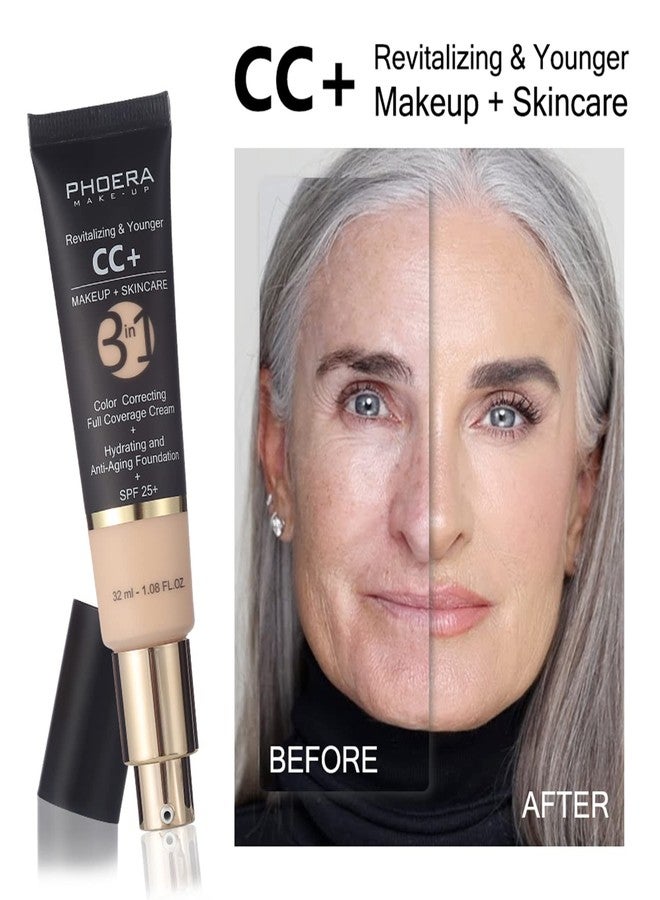 Hilareco PHOERA Foundation, PHOERA CC+ Cream Color Correcting Anti Aging Hydrating Serum &SPF 25+, PHOERA Primer, PHOERA Makeup,Kabuki Makeup Brushes Foundation Brush (102 Nude +120 Nude CC Cream) - Image 5
