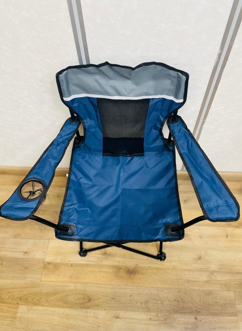 Raxoom Heavy-Duty Foldable Camping Chair with Cup Holder – Strong Steel Frame, PE Anti-Slip Feet, Breathable Mesh Back, 600D Oxford Fabric – Ideal for Outdoor, Beach, Fishing & Garden Use (Darkblue) - Image 1