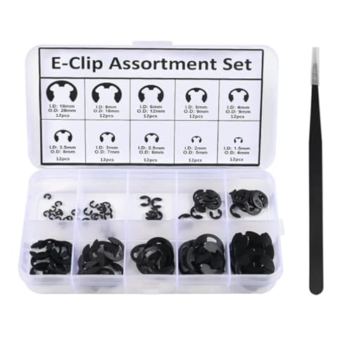 AEDIKO 120pcs E-Clip Circlip External Retaining Clips Assortment Set Hardened Steel Circlip Kit Anti Walk Washers 1.5/2 /3/4/5/6/7/8/9/10mm - Image 4