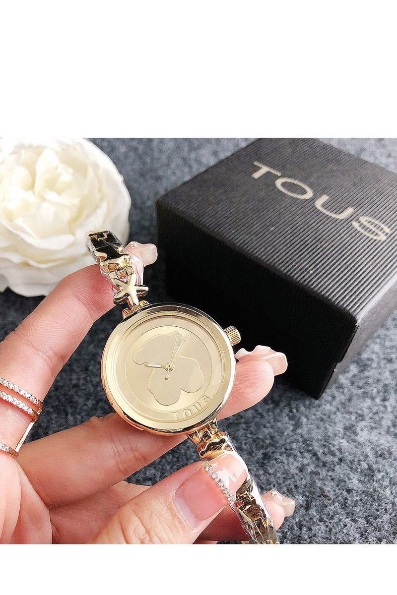 TOUS Gold - Tone Bear Dial Watch: Elegant Linked Strap