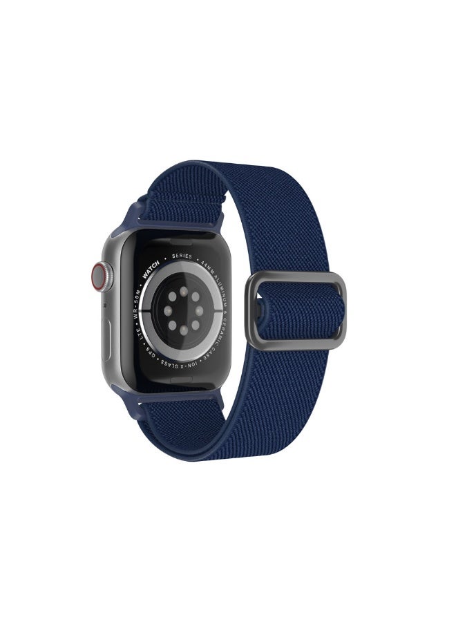 ترامكس سوار معصم أزرق مطاطي منفرد قابل للتمدد متوافق مع سوار ساعة أبل ووتش للرجال 40 ملم للرجال 41 ملم للرجال 38 ملم للرجال 42 ملم، سوار معصم نايلون ناعم مضفر مرن لساعة iWatch Series 10 9 9 8 7 6 5 4 3 3 2 1 SE Ultra - Image 2