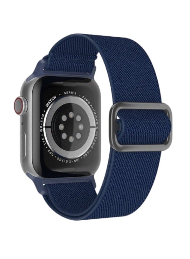 ترامكس سوار معصم أزرق مطاطي منفرد قابل للتمدد متوافق مع سوار ساعة أبل ووتش للرجال 40 ملم للرجال 41 ملم للرجال 38 ملم للرجال 42 ملم، سوار معصم نايلون ناعم مضفر مرن لساعة iWatch Series 10 9 9 8 7 6 5 4 3 3 2 1 SE Ultra - Image 1