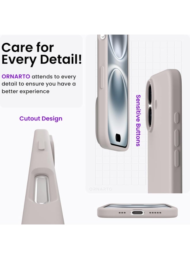 ACLIX Silicone Case Compatible with iPhone 17, Slim Liquid Silicone Phone Case with 3-Layer Soft Rubber Shockproof Bumper with TPU Lining (Stone) - Image 5