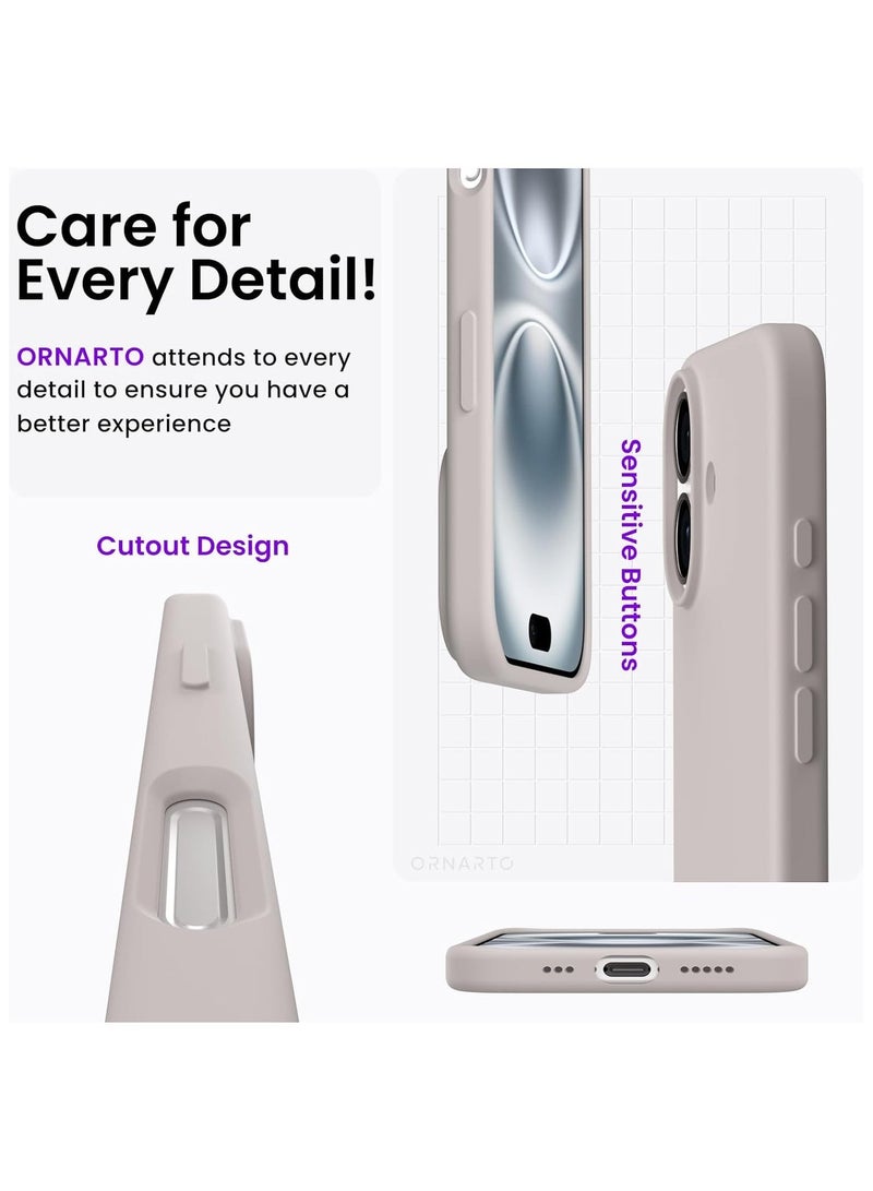 ACLIX Silicone Case Compatible with iPhone 17, Slim Liquid Silicone Phone Case with 3-Layer Soft Rubber Shockproof Bumper with TPU Lining (Stone) - Image 4