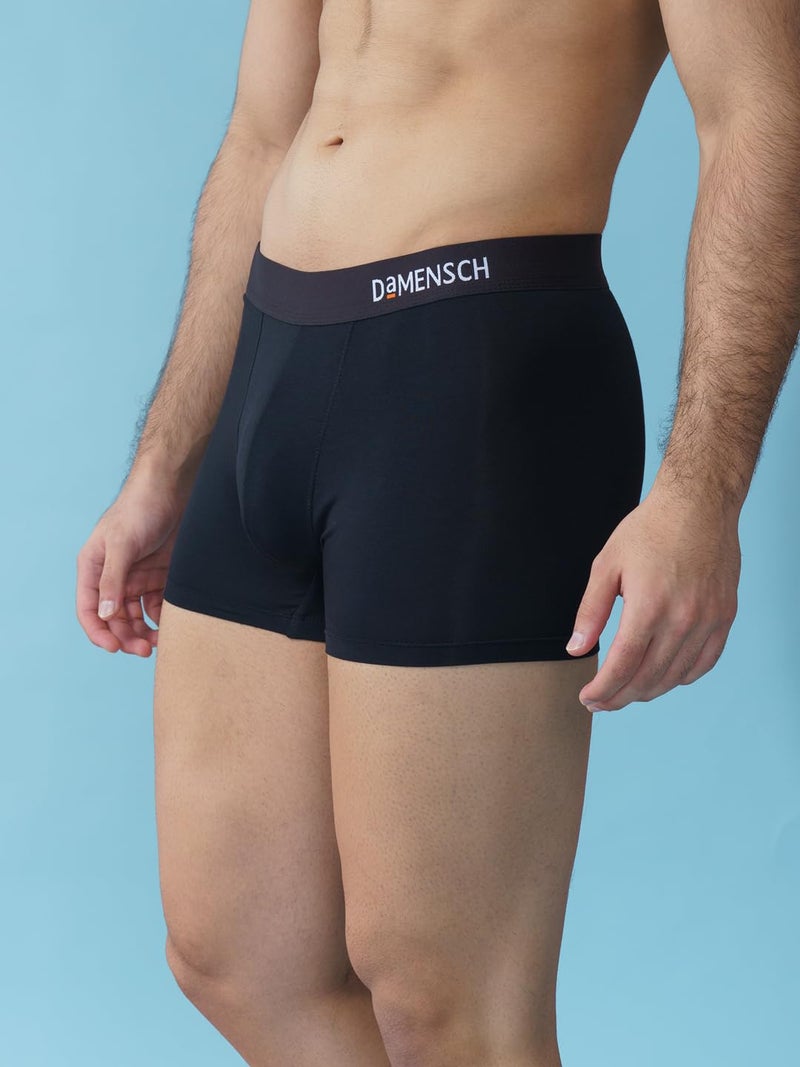 DAMENSCH Deo-Soft Printed Underwear for Men Combo, Breathable Inner, Modal Trunks, Super Soft Waistband, Odour Cancelling, 3X Softer Than Cotton Men Trunk-Aqua Blue Checks, Navy Knots, Grey Grid-M - Image 4