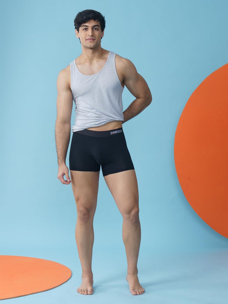 DAMENSCH Deo-Soft Printed Underwear for Men Combo, Breathable Inner, Modal Trunks, Super Soft Waistband, Odour Cancelling, 3X Softer Than Cotton Men Trunk-Aqua Blue Checks, Navy Knots, Grey Grid-M - Image 3