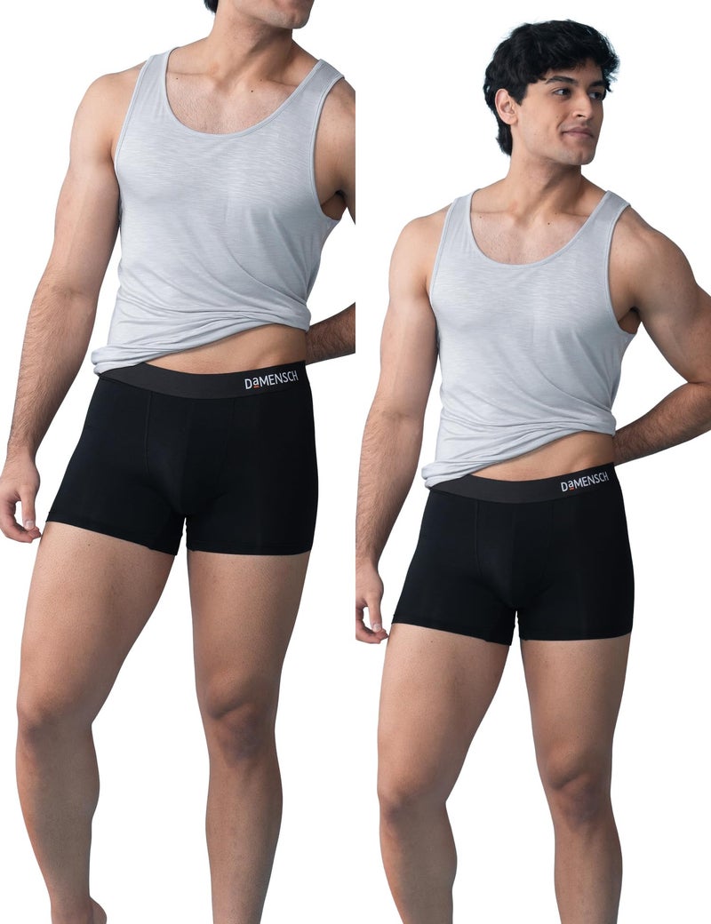 DAMENSCH Deo-Soft Printed Underwear for Men Combo, Breathable Inner, Modal Trunks, Super Soft Waistband, Odour Cancelling, 3X Softer Than Cotton Men Trunk-Aqua Blue Checks, Navy Knots, Grey Grid-M - Image 1