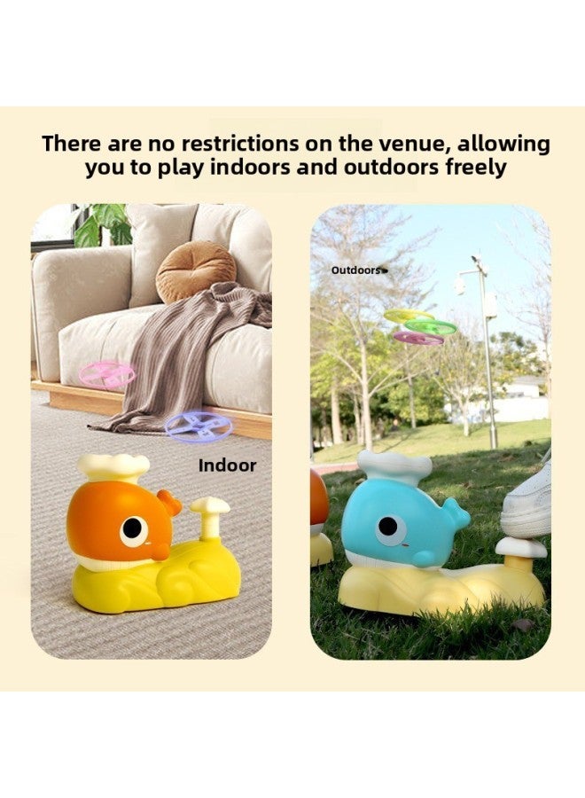 Children's Outdoor Pedal Catapult Whale Frisbee Launcher Full Set Children's Toys Educational Activity Toys-Color:[Blue Whale] With 8 UFO +2 Fishing Net +1 Goggles - Image 5