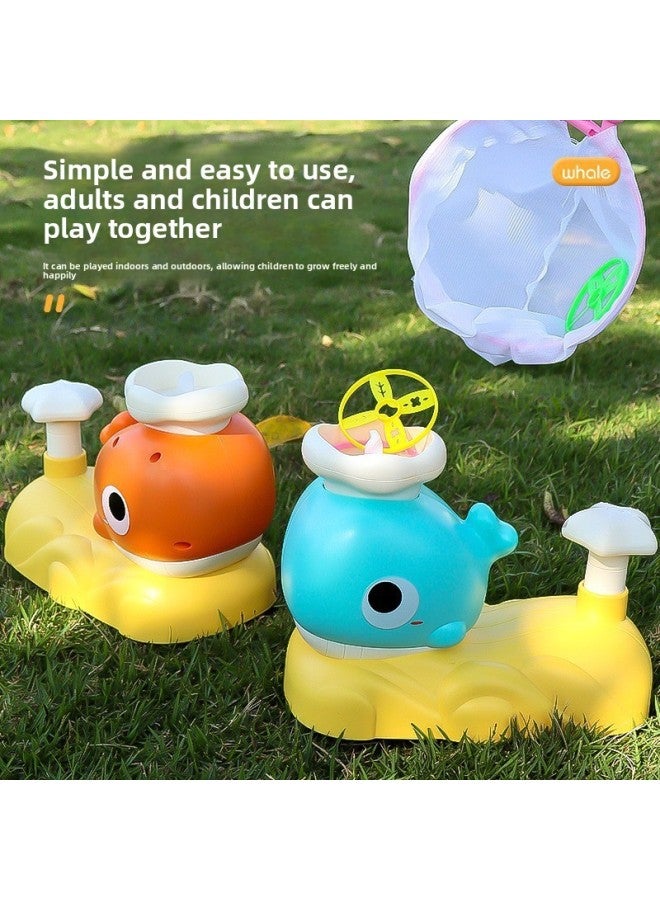 Children's Outdoor Pedal Catapult Whale Frisbee Launcher Full Set Children's Toys Educational Activity Toys-Color:[Blue Whale] With 8 UFO +2 Fishing Net +1 Goggles - Image 2