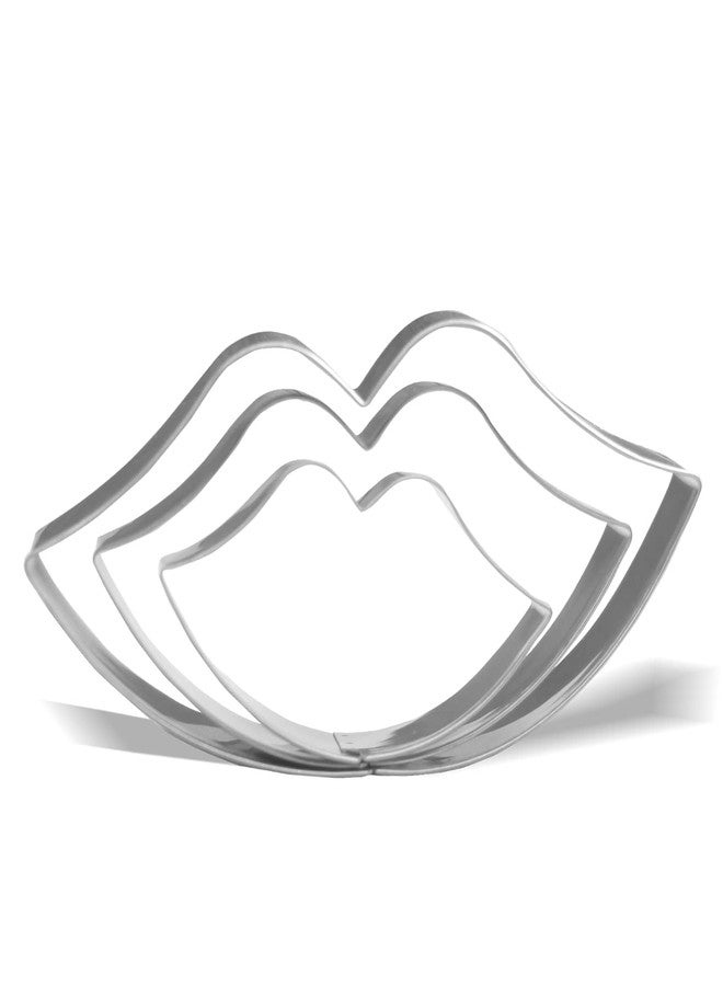Keewah Lips Kiss Cookie Cutter Set - 5.7”,4.6”,3.3” - 3 Piece - Stainless Steel - Image 1