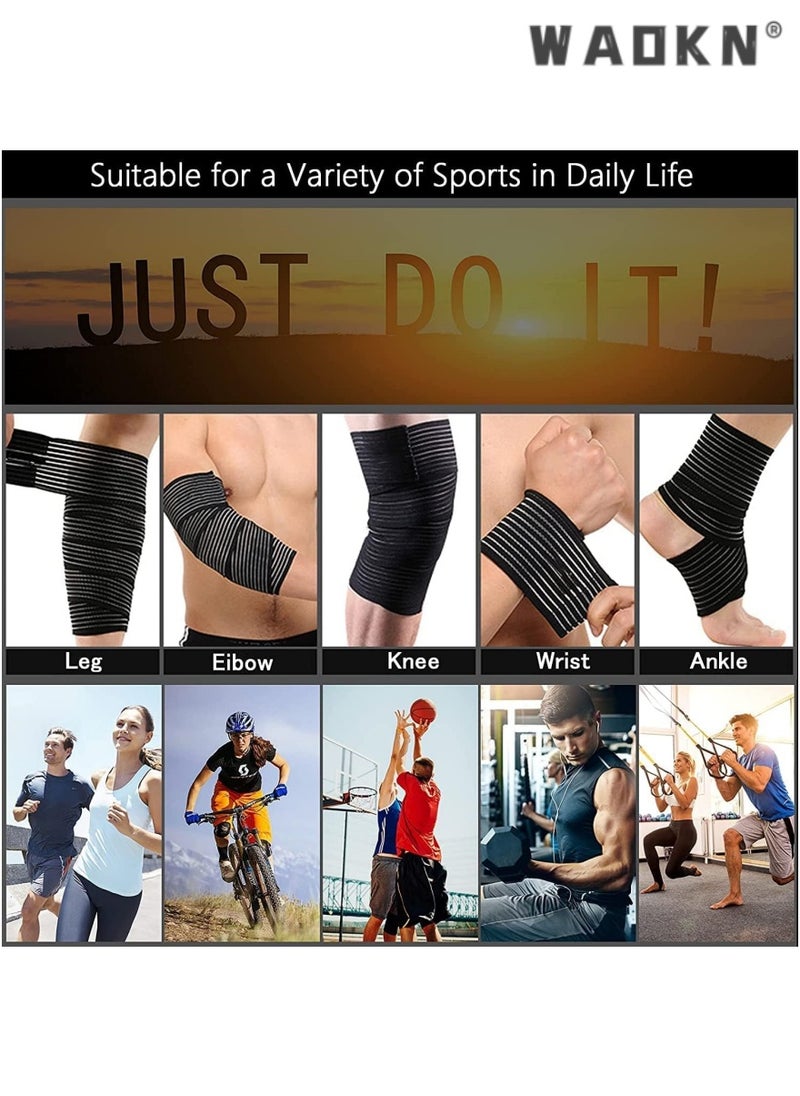 WAOKN Knee Brace, 2 Pack Compression Knee Brace, Adjustable Knee Brace Strap with Hook and Loop Closure, Adjustable Knee Brace Support for Men and Women Squat Weightlifting Running Exercise Black  - Image 2