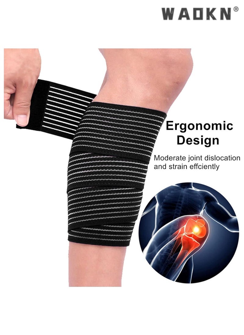 WAOKN Knee Brace, 2 Pack Compression Knee Brace, Adjustable Knee Brace Strap with Hook and Loop Closure, Adjustable Knee Brace Support for Men and Women Squat Weightlifting Running Exercise Black  - Image 4