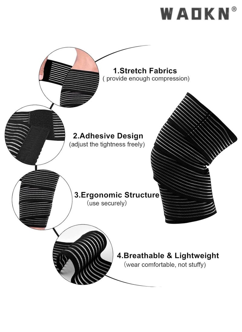 WAOKN Knee Brace, 2 Pack Compression Knee Brace, Adjustable Knee Brace Strap with Hook and Loop Closure, Adjustable Knee Brace Support for Men and Women Squat Weightlifting Running Exercise Black  - Image 3