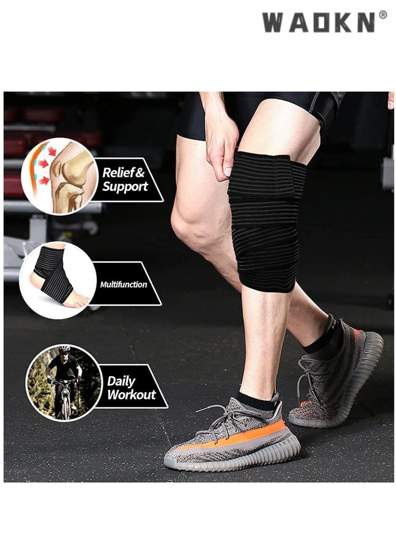 WAOKN Knee Brace, 2 Pack Compression Knee Brace, Adjustable Knee Brace Strap with Hook and Loop Closure, Adjustable Knee Brace Support for Men and Women Squat Weightlifting Running Exercise Black  - Image 5