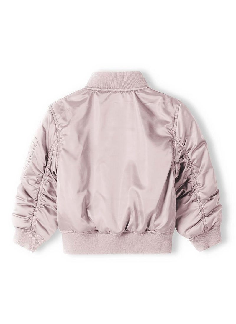 MINOTI Kids Girls Bomber Jacket with Sleeve Pocket and Zip Front  - Image 4