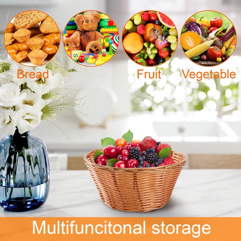 Yesland 12 Pack Plastic Round Basket Small Gift Baskets  7 Inch Woven Bread Roll and Food Serving Baskets  Food Storage Basket Bin for Kitchen Restaurant Centerpiece Display Christmas Gifts - Image 5