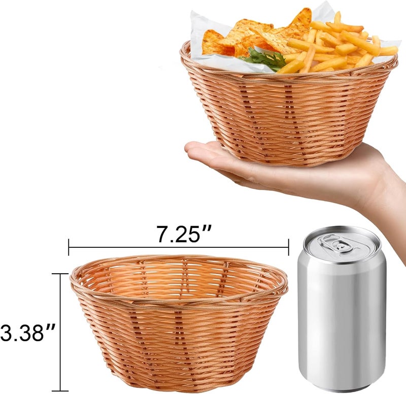 Yesland 12 Pack Plastic Round Basket Small Gift Baskets  7 Inch Woven Bread Roll and Food Serving Baskets  Food Storage Basket Bin for Kitchen Restaurant Centerpiece Display Christmas Gifts - Image 2