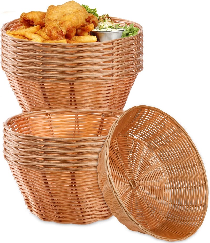 Yesland 12 Pack Plastic Round Basket Small Gift Baskets  7 Inch Woven Bread Roll and Food Serving Baskets  Food Storage Basket Bin for Kitchen Restaurant Centerpiece Display Christmas Gifts - Image 1