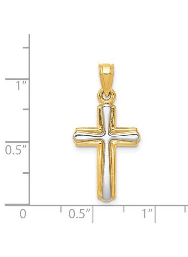 Jewelry Affairs 14K Yellow And White Gold Cross Unisex Pendant - Image 3