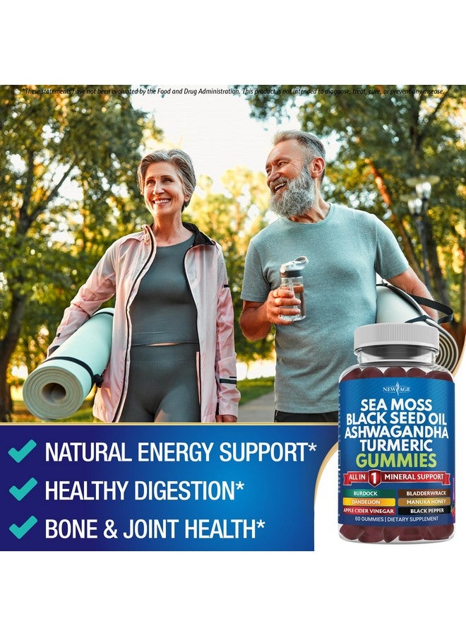 New Age Sea Moss Gummies, Sea Moss, Black Seed, Ashwagandha, Turmeric, Manuka Honey, ACV, Dandelion, Black Pepper, Burdock, Bladderwrack, Vegan- 180 Count - Image 4
