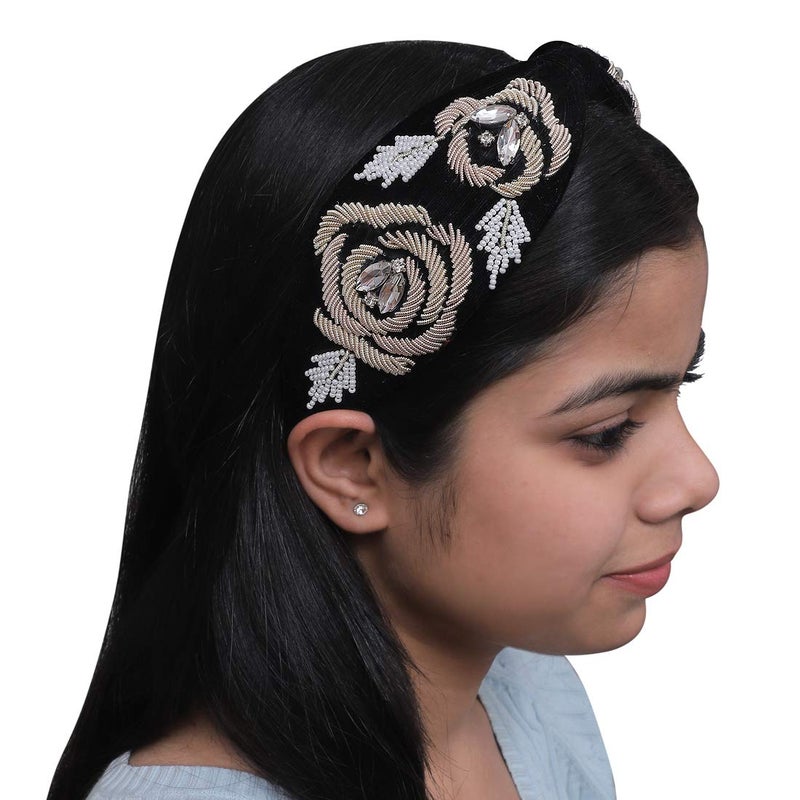 NNR Beaded Hair Bands For Girls And Women, Hand Made Embroidery Hair Bands For Parties And Functions, Pack Of 1 Pcs - Image 3