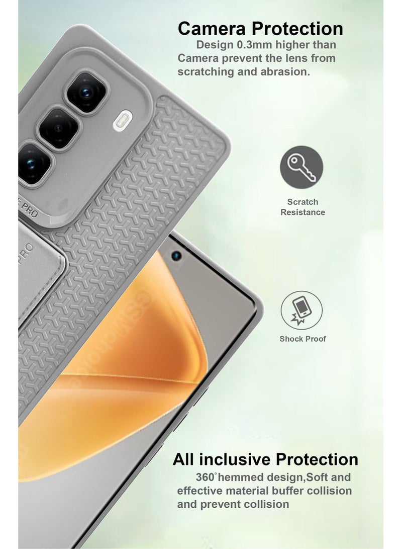 For Infinix Hot 50 Pro Plus 4G Flexible Silicone Case With Magnetic Hand Grip Holder & Kickstand - Strong Grip for Magnetic Car Holder, Stylish & Functional, Ultimate Convenience & Hands-Free Viewing - Grey  - Image 2