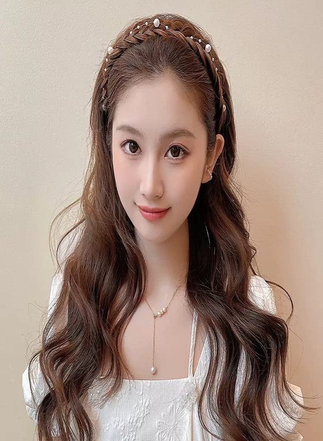 APSAMBR-Braided Headbands for Women,Braided Headband with Tooth Non-Slip Hair Band Synthetic Hairpiece Twist Braid Headbands for Girls (Brown) - Image 1