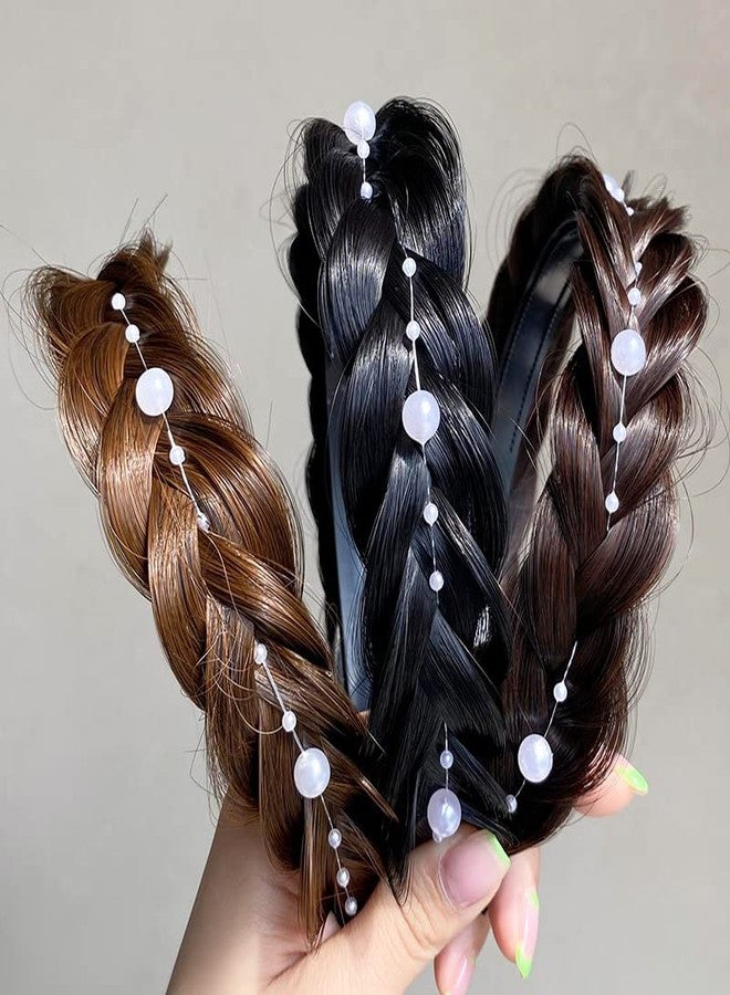APSAMBR-Braided Headbands for Women,Braided Headband with Tooth Non-Slip Hair Band Synthetic Hairpiece Twist Braid Headbands for Girls (Brown) - Image 5