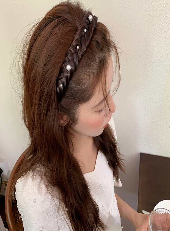 APSAMBR-Braided Headbands for Women,Braided Headband with Tooth Non-Slip Hair Band Synthetic Hairpiece Twist Braid Headbands for Girls (Brown) - Image 4