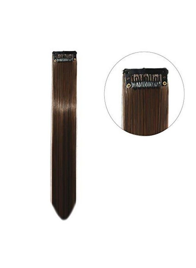 Paradise Hair Streak Colored Extension Highlighter For Women And Girls (Set Of 6Pc) (Medium Brown)  - Image 4