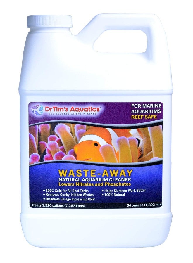 DrTim's Aquatics Reef Waste-Away Sludge Busting Bacteria - For Reef, Nano, Seahorse Aquaria, Fish Tanks, Aquariums - Unclogs, Cleans Gravel Beds, Removes Hidden Wastes - 100% Natural - 64 Oz. - Image 1